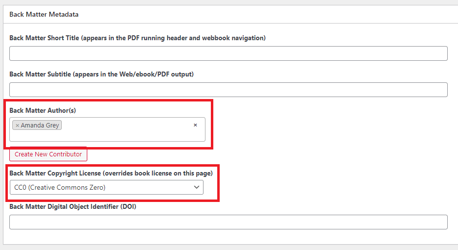 Upin import, check the metadata, front and back matter to ensure it is correct for your adaptation.
