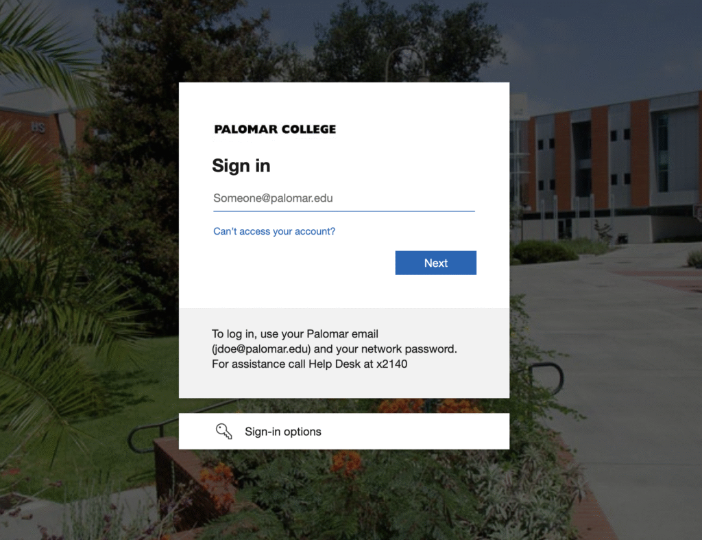 Palomar College Microsoft Sign In