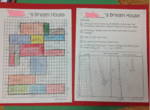 Student example of the dream house activity on color paper