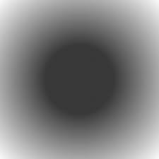 A grayscale gradient circle with a solid black center fading smoothly to light gray at edges. The design creates a vignette effect emphasizing the central dark area.