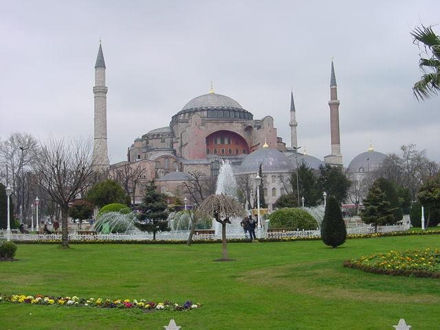 An exterior view of Hagia Sophia